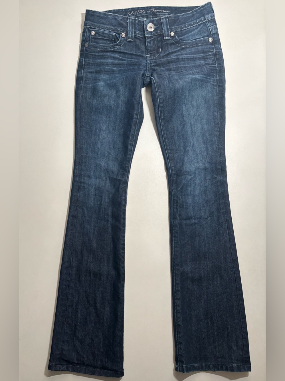 Guess premium Y2K Dark Blue Flare Jeans for Women size 25 grunge - Picture 5 of 13